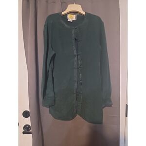 Tess Women's Small Green Blouse, Celtic Inspired‎ Shirt, Cottagecore Elf Tunic
